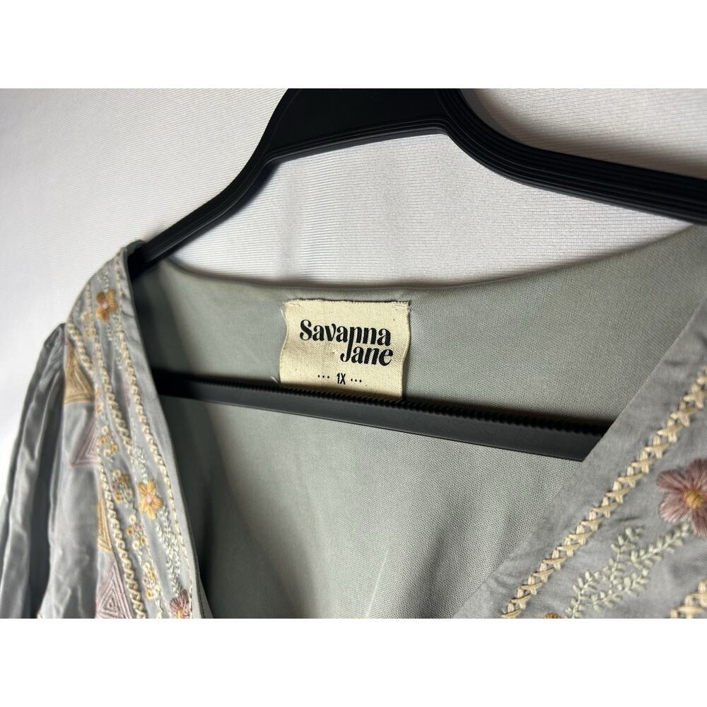 Savanna Jane Gray Embroidered Mini Dress - Picture 3 of 6